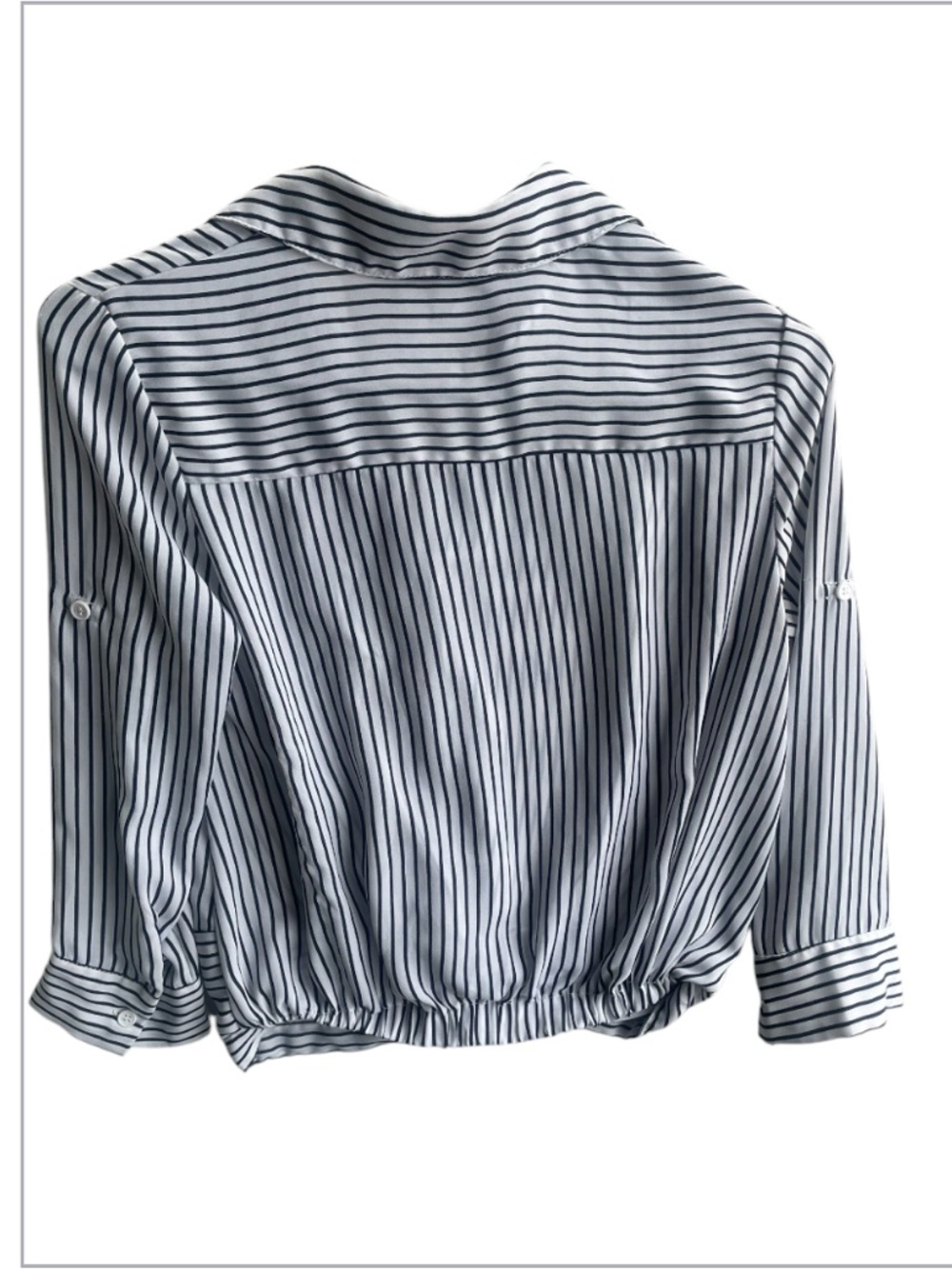 Sale Love By Design Black & White Striped Twist-Front Blouse - Picture 5 of 5
